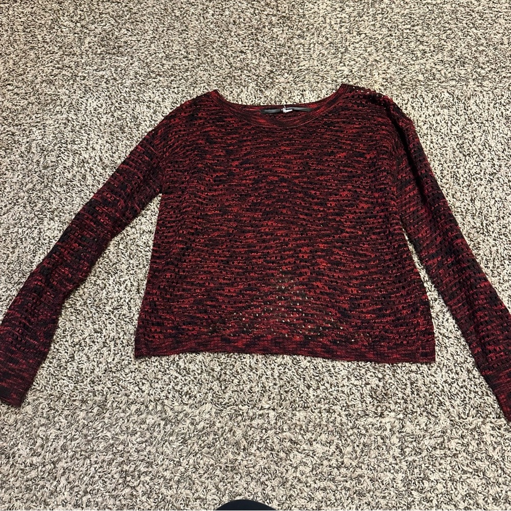Kensie Red and Black Knit Open Back Sweater